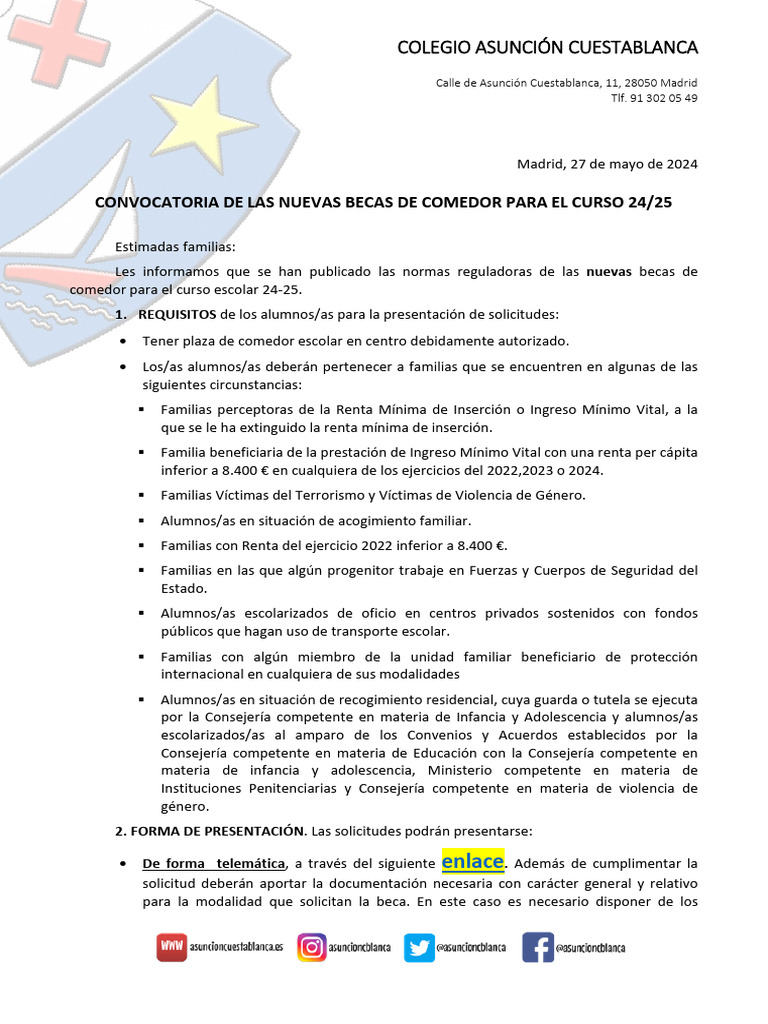 Beca Comedor 24-25 | PDF | Documento de identidad | Escuelas