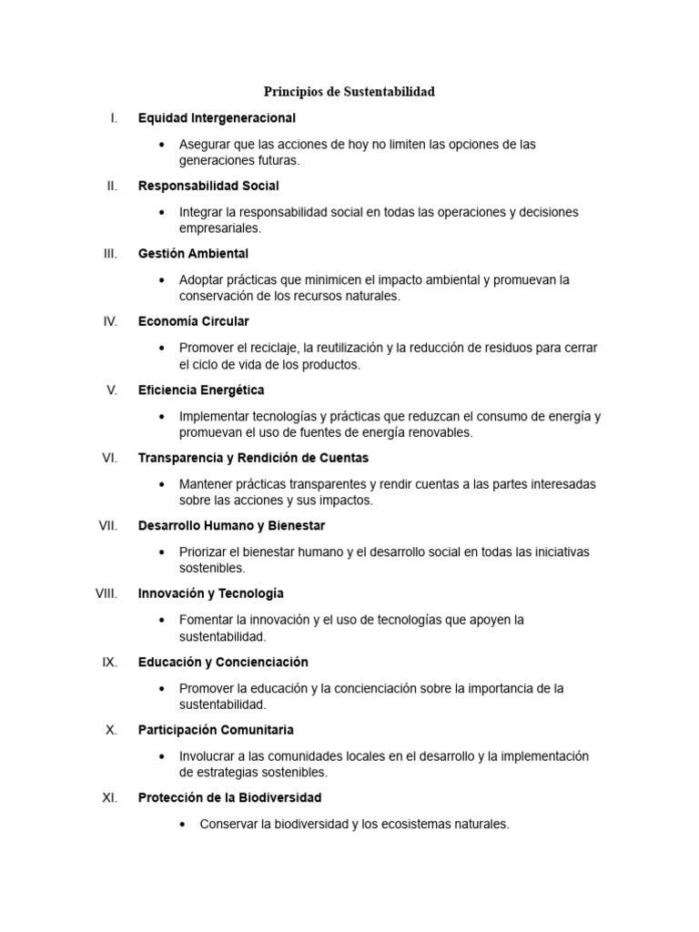 Principios Clave de Sustentabilidad | PDF | Sustentabilidad ...