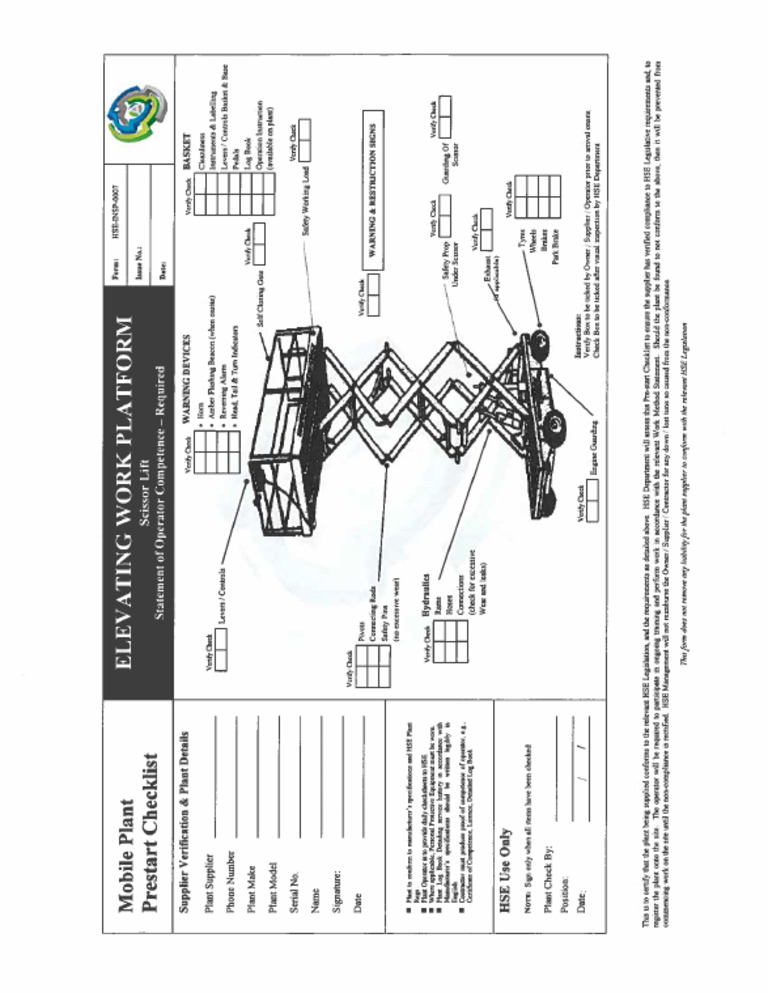 Scissor Lift Inspection | PDF