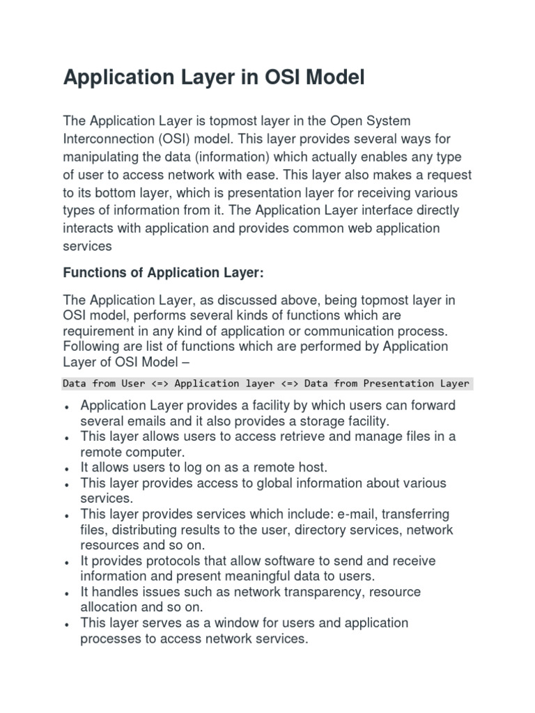 Unit 5 Application Layer in OSI Model | Download Free PDF | File ...