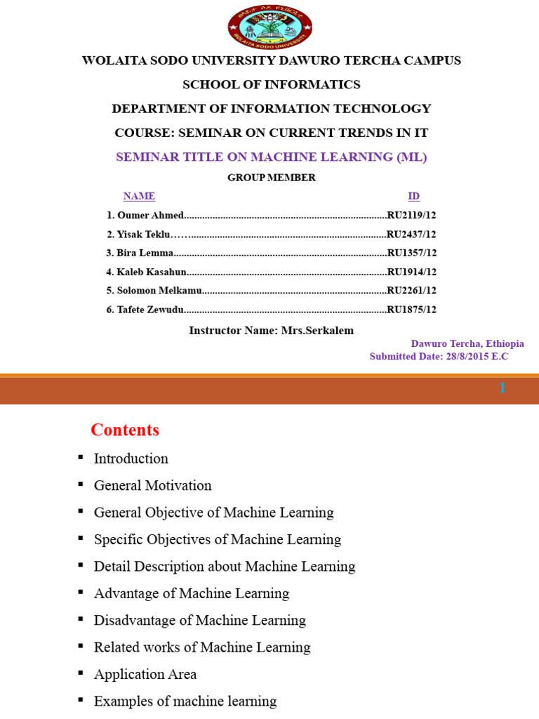 Machine Learning Seminar Overview | PDF | Machine Learning | Artificial ...