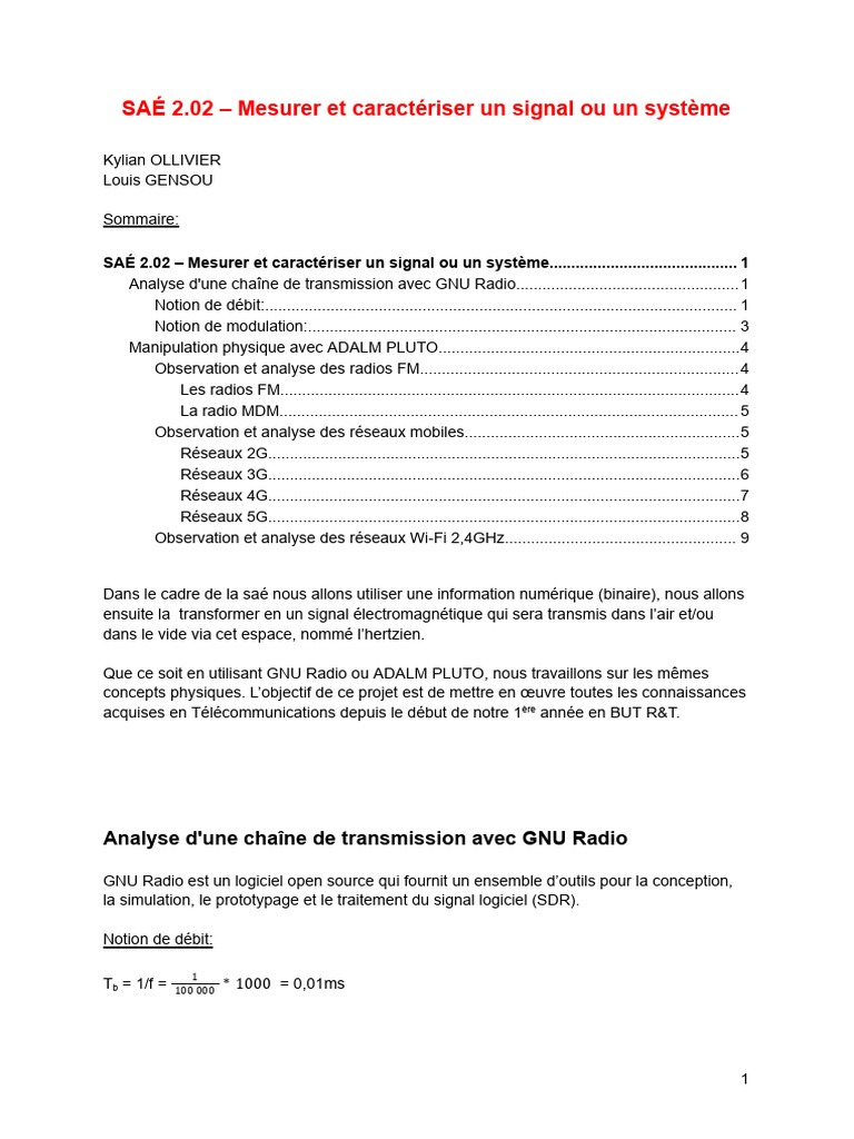 Analyse des Signaux et Systèmes SDR | PDF | GSM | 4G