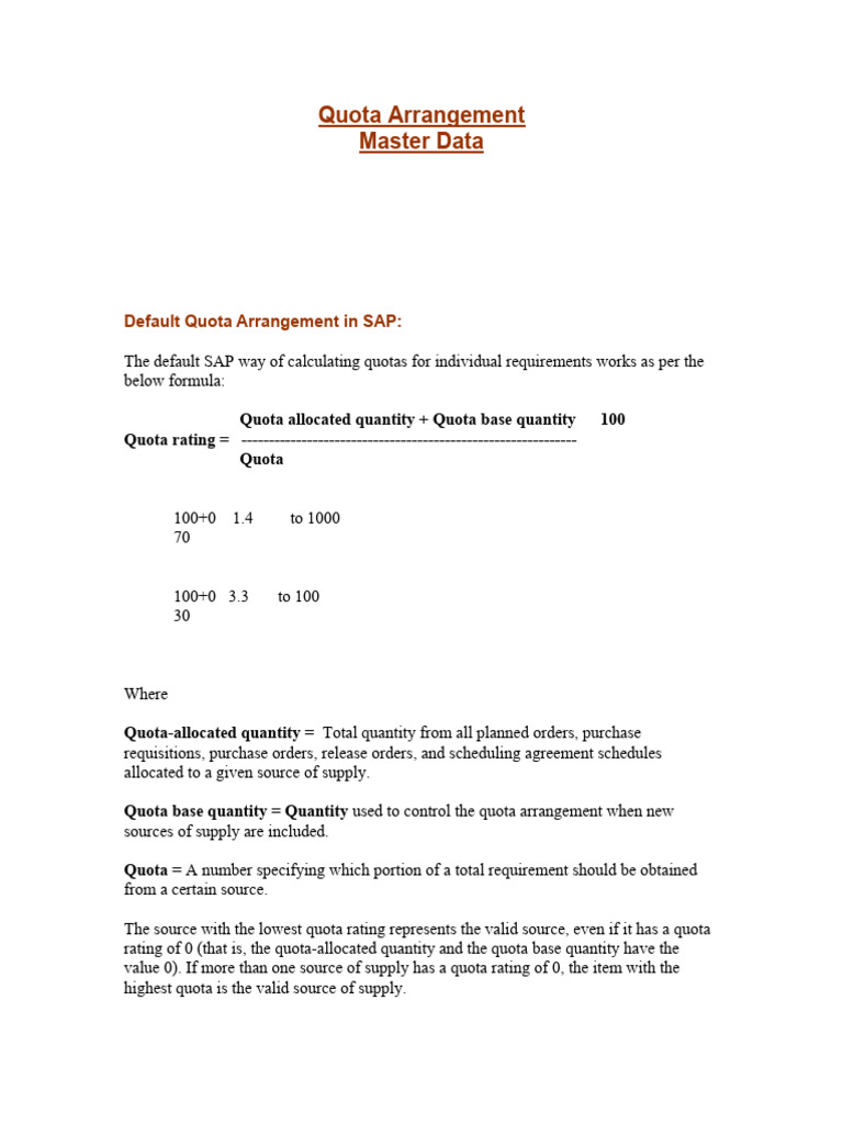 SAP Quota Arrangement Guide | PDF | Finance & Money Management