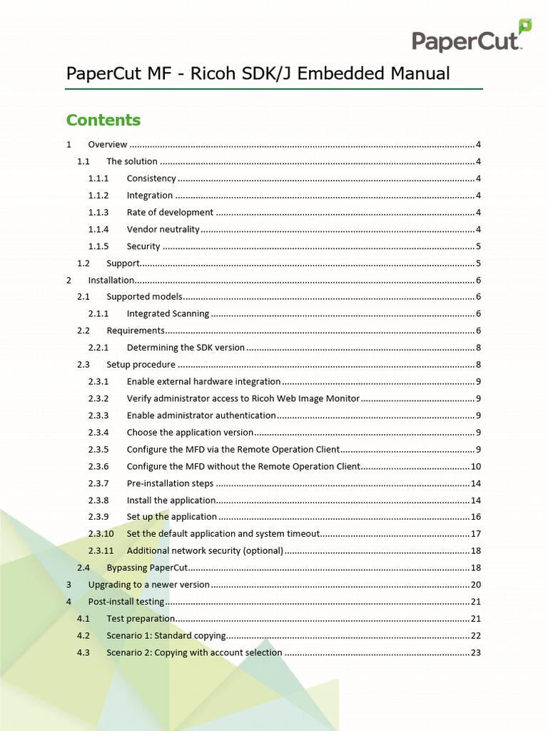 PaperCut MF - Ricoh SDKJ Embedded Manual-2018!01!12 | PDF | World Wide ...