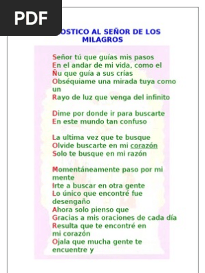Acrostico Al Senor De Los Milagros