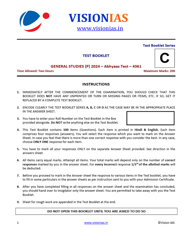 Vision IAS Abhyaas Prelims 2025 Test | PDF | Camel