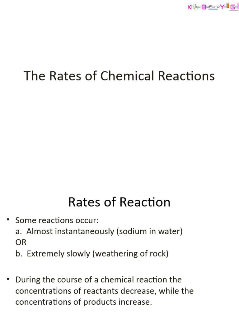 9. the Rates of Chemical Reactions | PDF | Reaction Rate | Catalysis