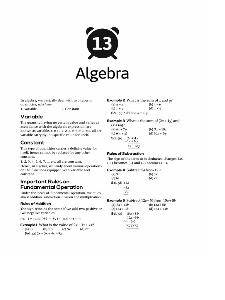 Algebra 13 | PDF