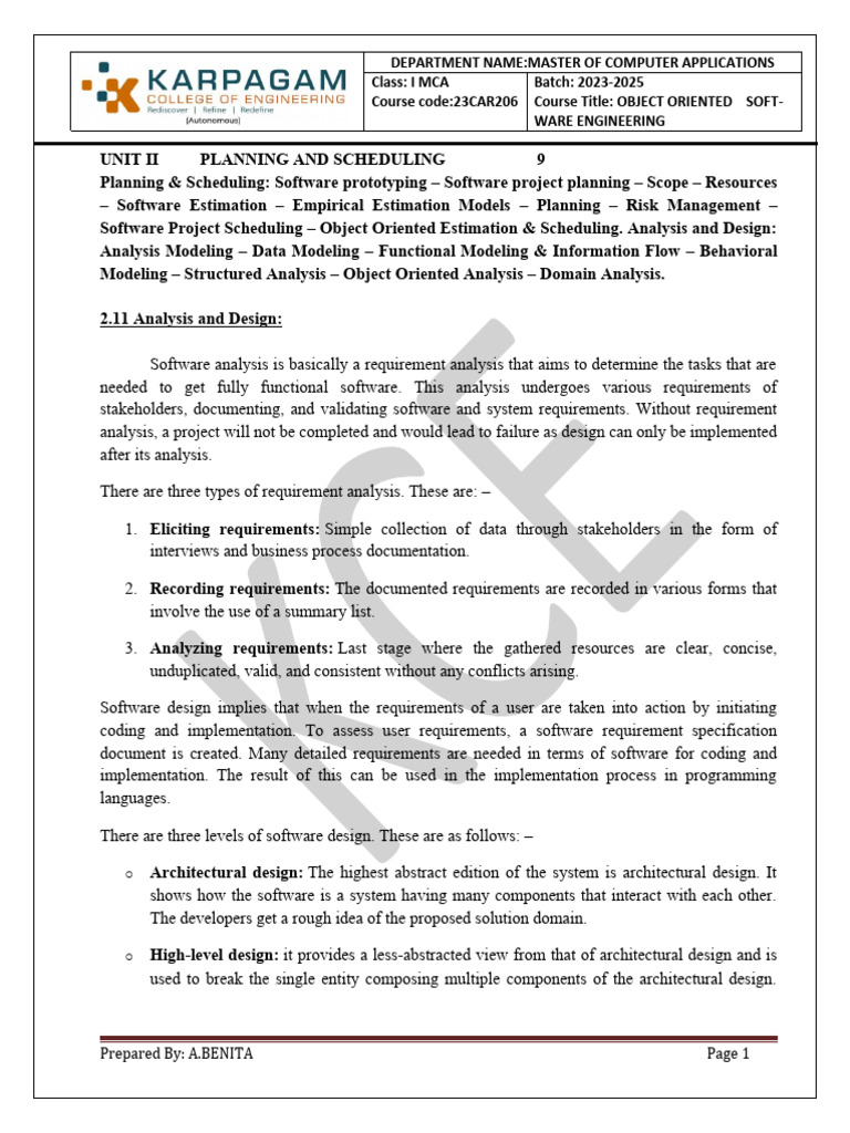 2 11 analysis and design pdf software engineering computer science