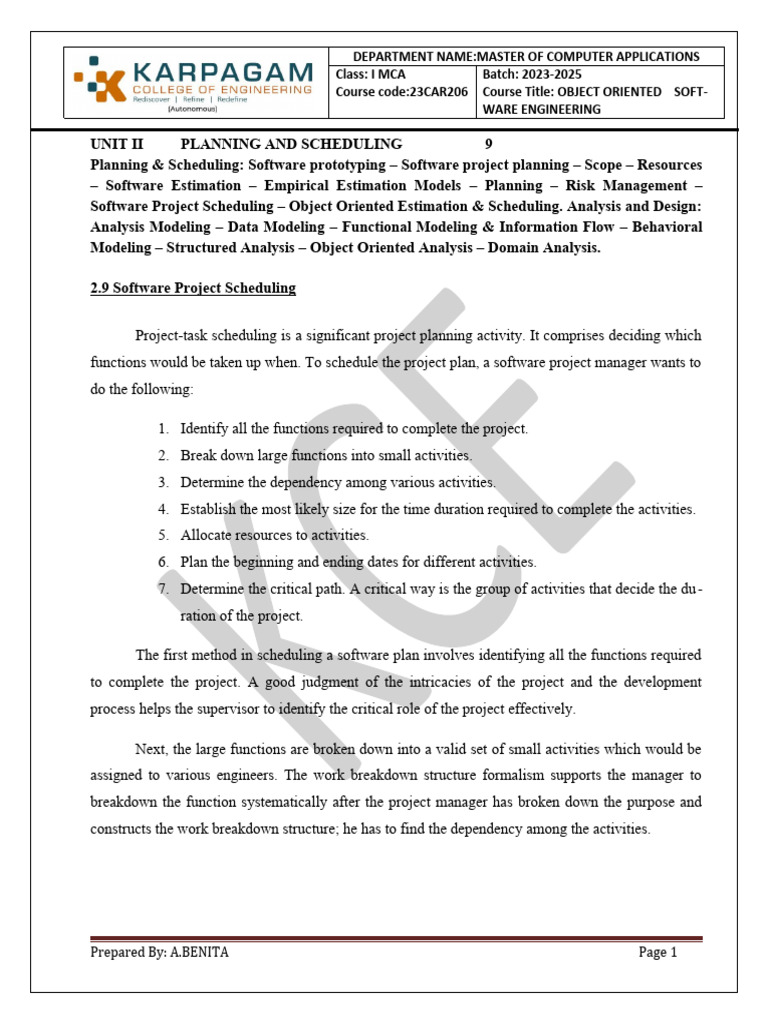 2.9 Software Project Scheduling | PDF | Scheduling (Production ...