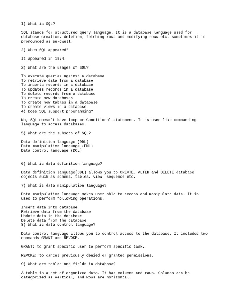 Sql questions answers download free pdf database index sql