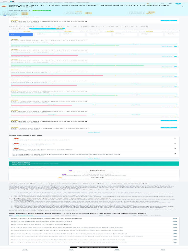 Ssc English Previous Year Questions Test Series Pdf