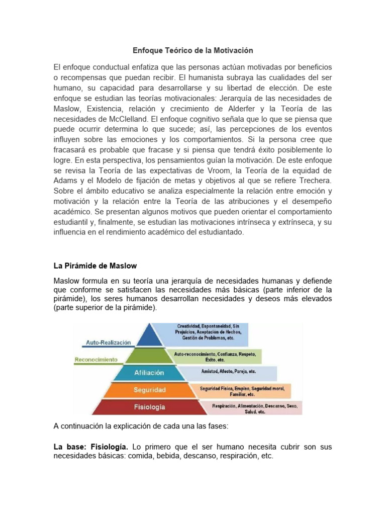 Teorías de la Motivación Humana | PDF | Motivación | Motivacional