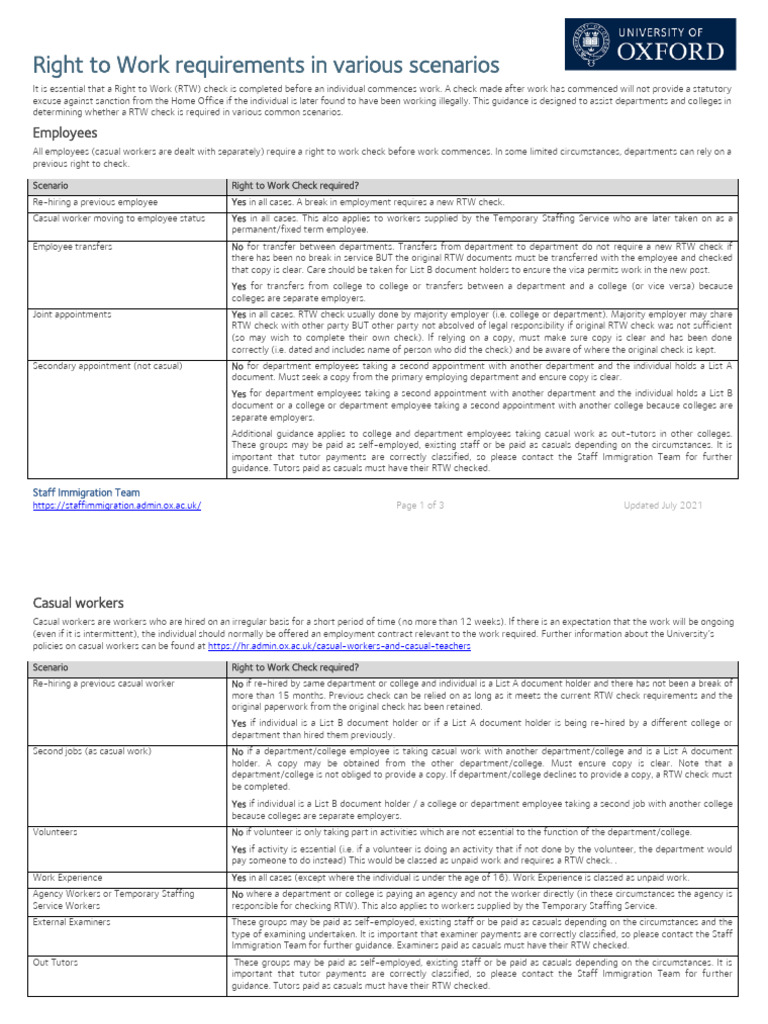 Right to Work Check Guidelines | PDF | Employment | Temporary Work