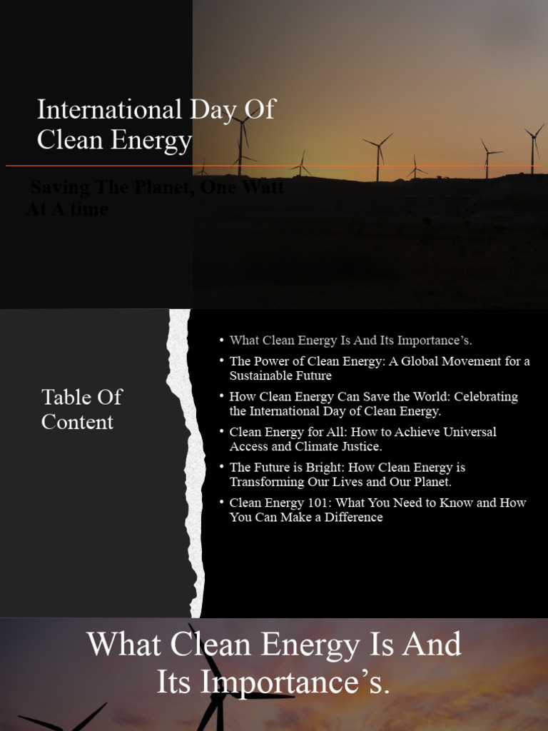 Clean Energy: Powering a Sustainable Future | PDF | Science & Mathematics
