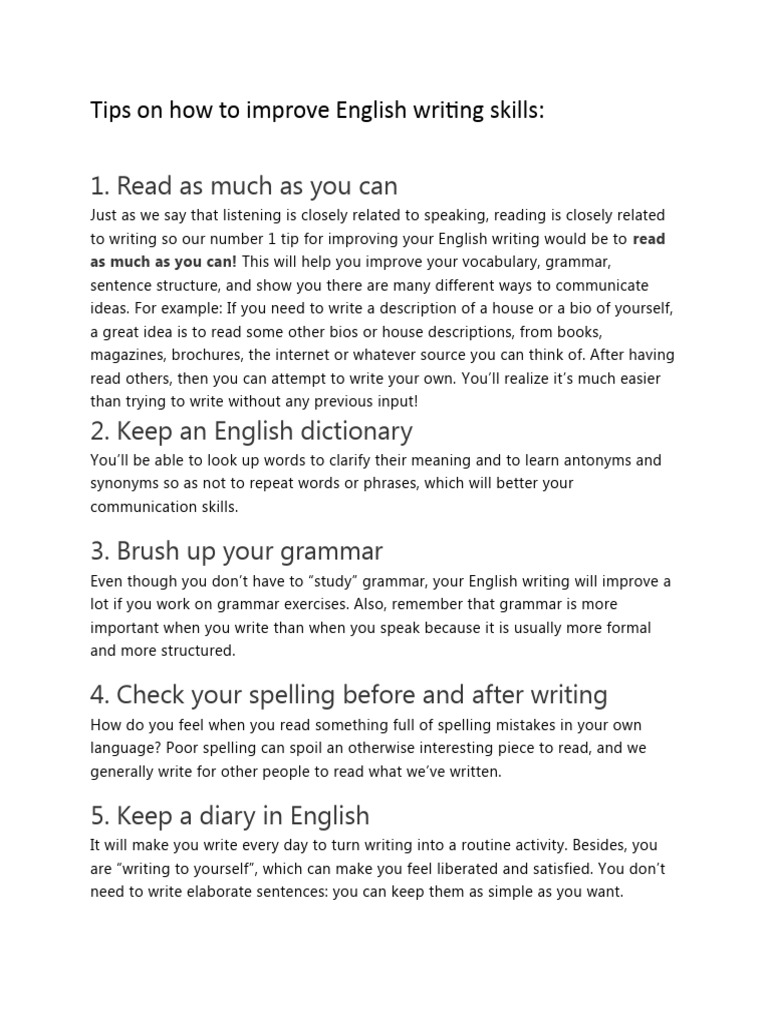 How To Improve English Writing Skills Pdf Verb Subject Grammar