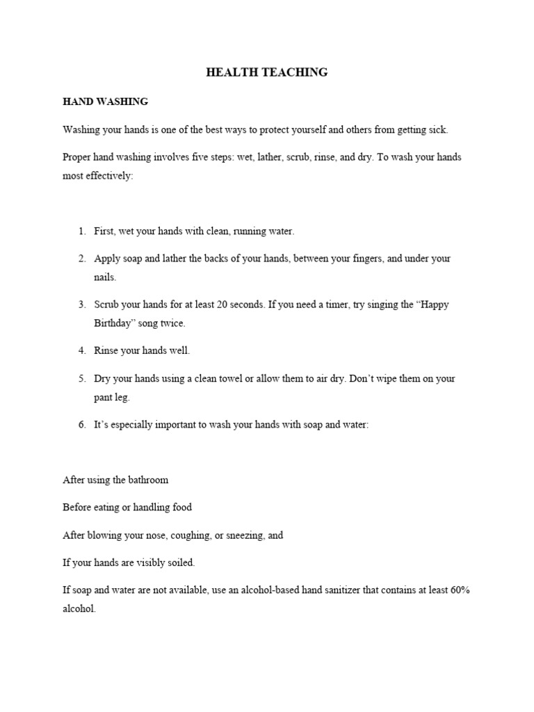 Essential Hygiene Practices for Kids | PDF | Hand Washing | Bathing