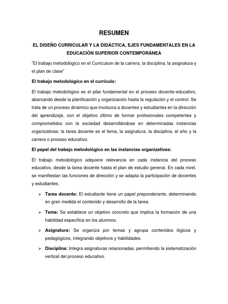 Diseño Curricular en Educación Superior | PDF | Plan de estudios | Maestros