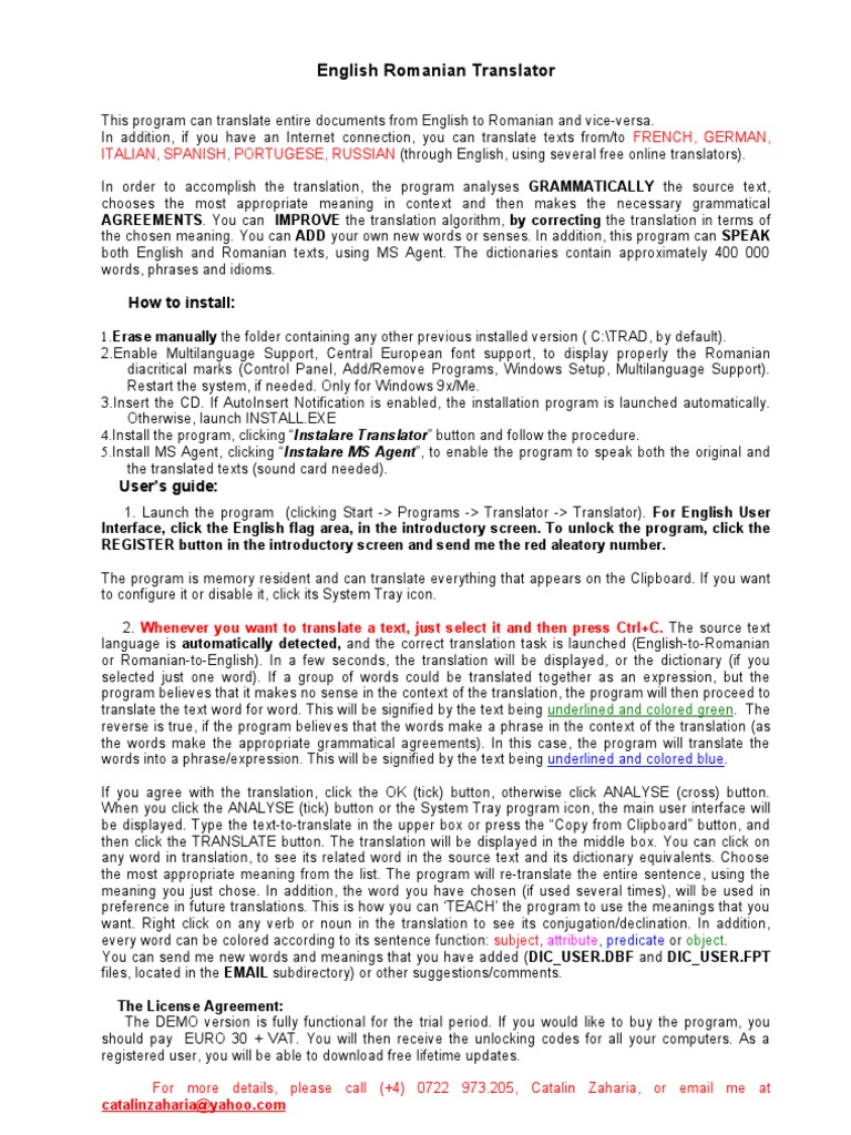 English Romanian Translator Translations Word