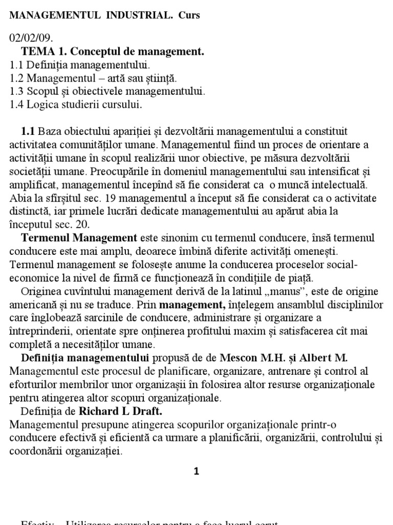 Management Industrial - Curs | PDF