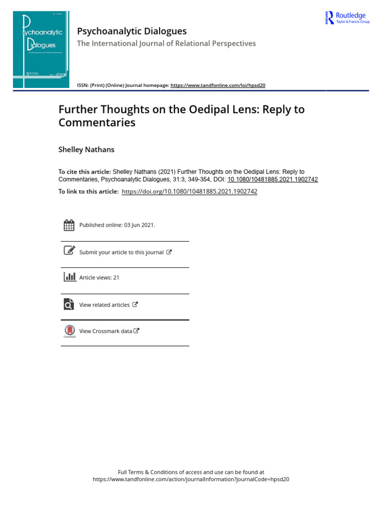 Nathans Further Thoughts On The Oedipal Lens Reply To Commentaries ...