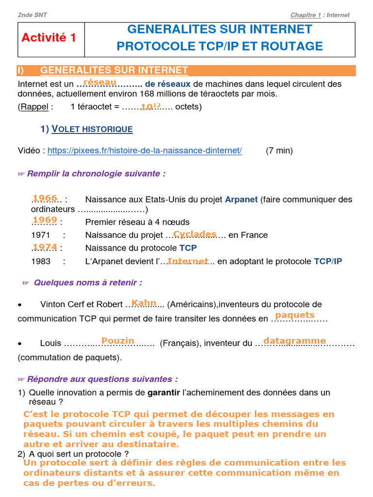 Protocole TCP/IP et Acheminement des Données | PDF | Protocoles ...