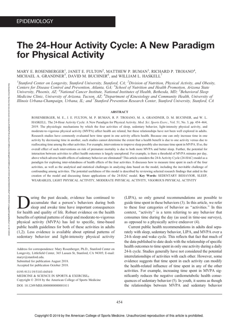 24-Hour Activity Cycle for Health Insights | PDF | Sleep ...