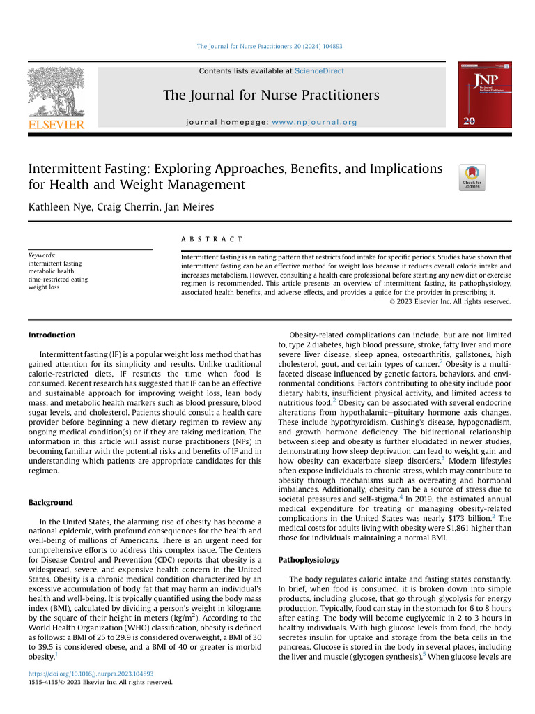 Intermittent Fasting Pdf Obesity Intermittent Fasting