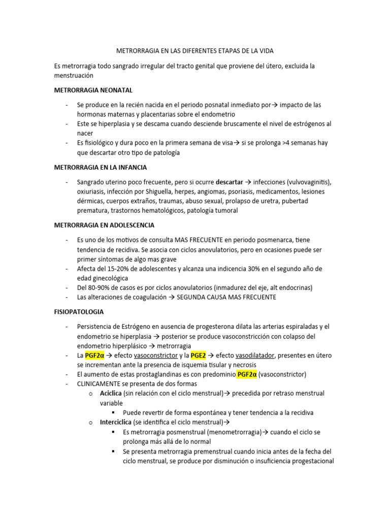Metrorragia: Causas y Diagnóstico | PDF | Menstruación | Ciclo menstrual