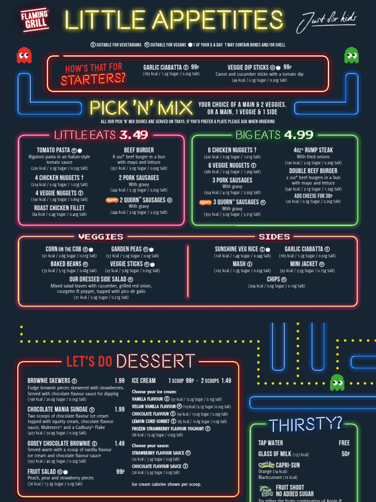 Kids' Menu: Little Appetites Options | PDF | Hamburgers | Ice Cream