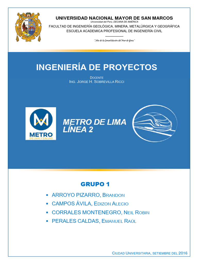 Análisis del Proyecto Metro de Lima 2 | PDF | Transporte | Transporte ...