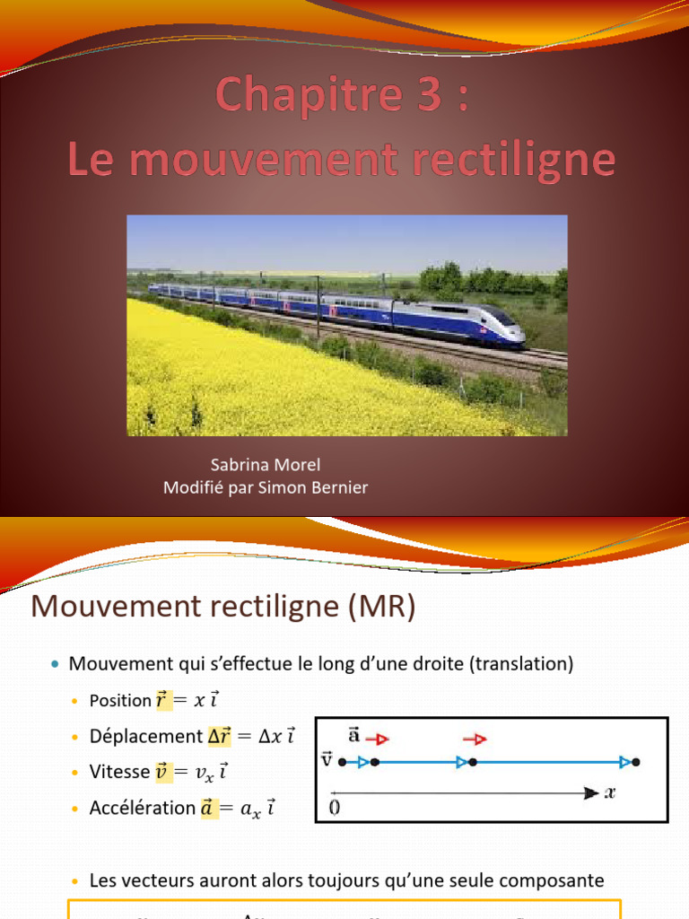 Vitesse scalaire et mouvement rectiligne | PDF | Vitesse | Scalaire ...