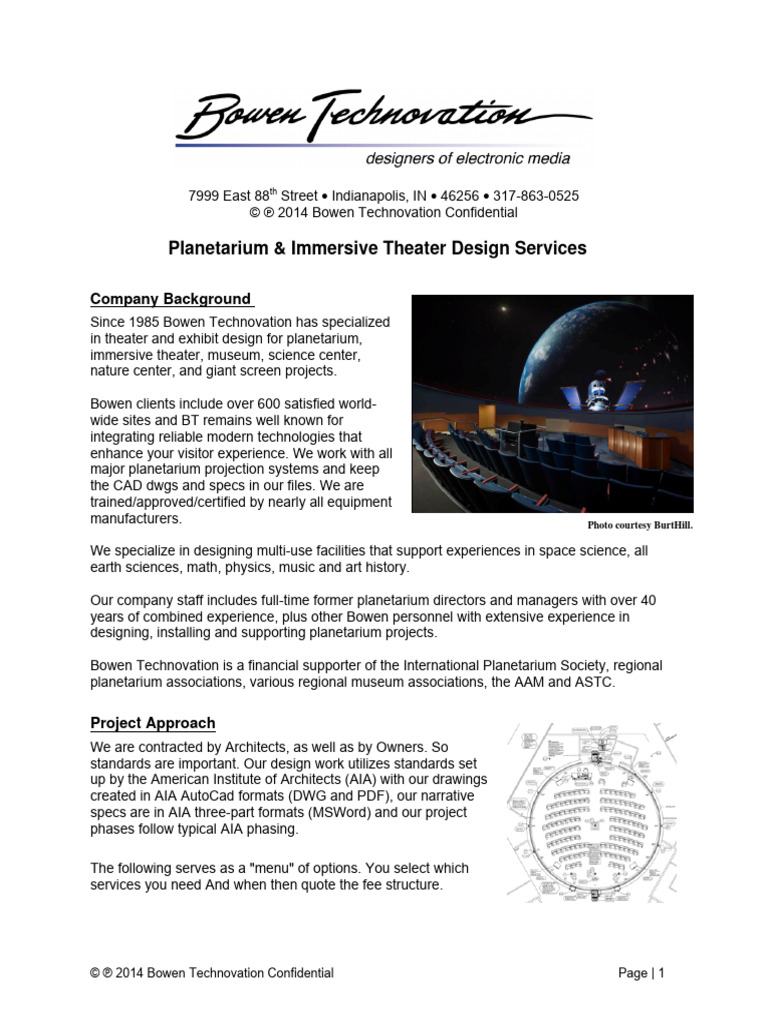 Planetarium Design Services Overview | PDF | Architect | Computer Aided ...