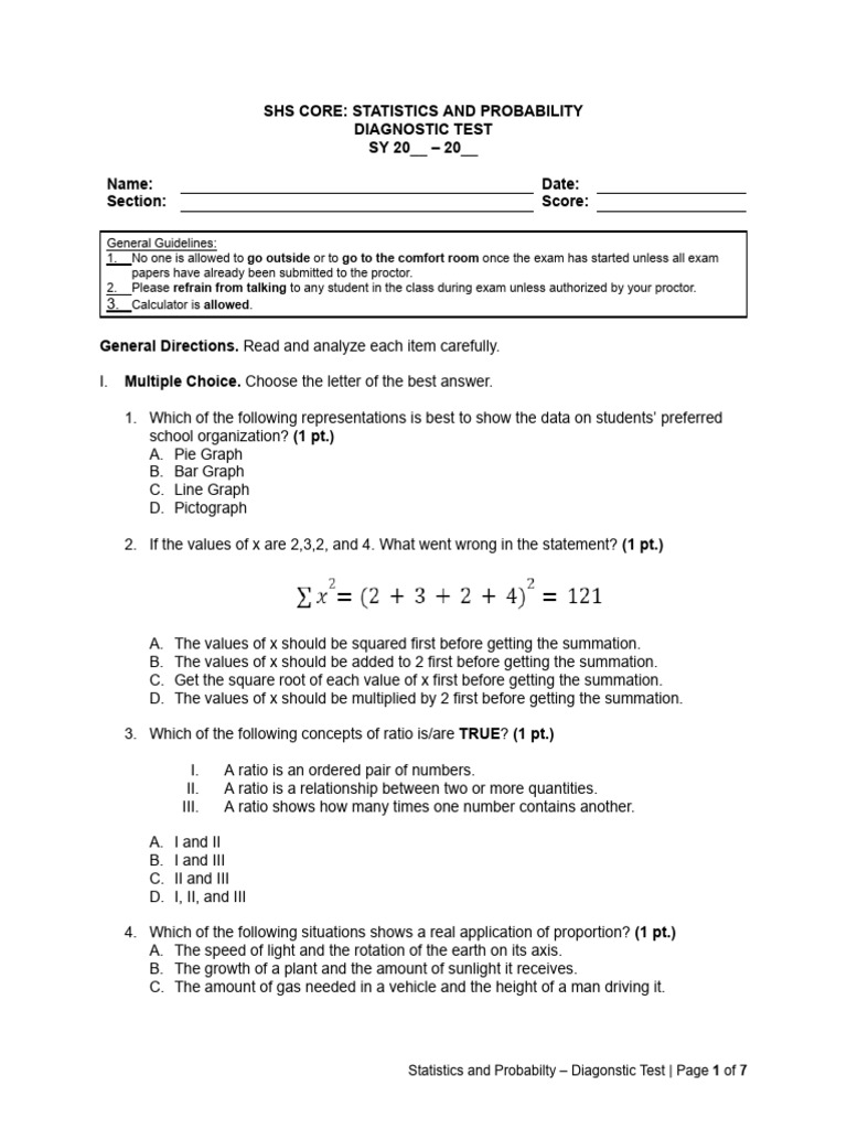 Part 2 1 Sample Diagnostic Test Docx 7 2 Pdf Statistics Causality