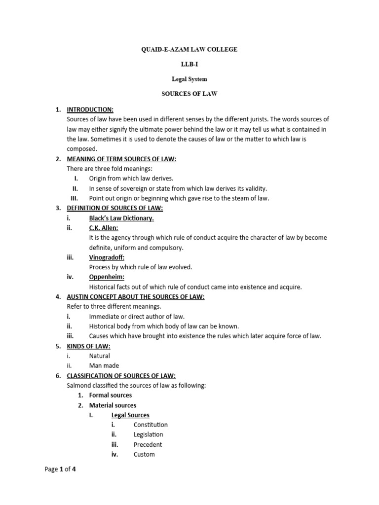 Sources of Law in Jurisprudence | PDF | Sources Of Law | Precedent
