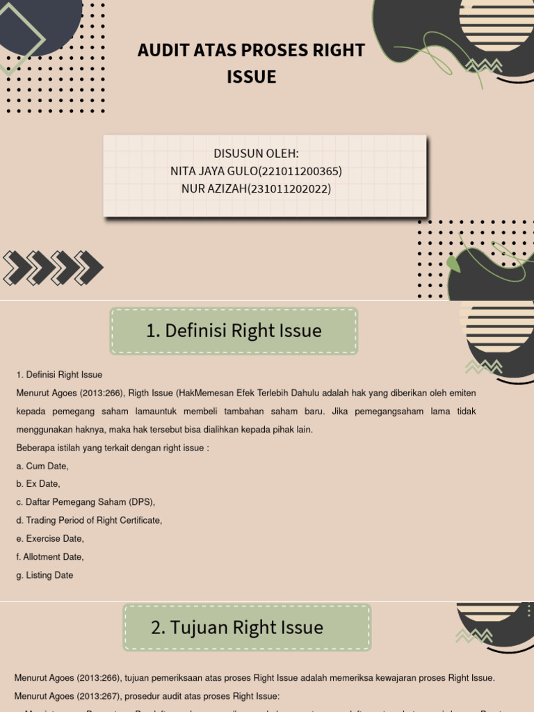 Proses Audit Right Issue Saham | PDF | Pengelolaan Keuangan & Uang | Hukum