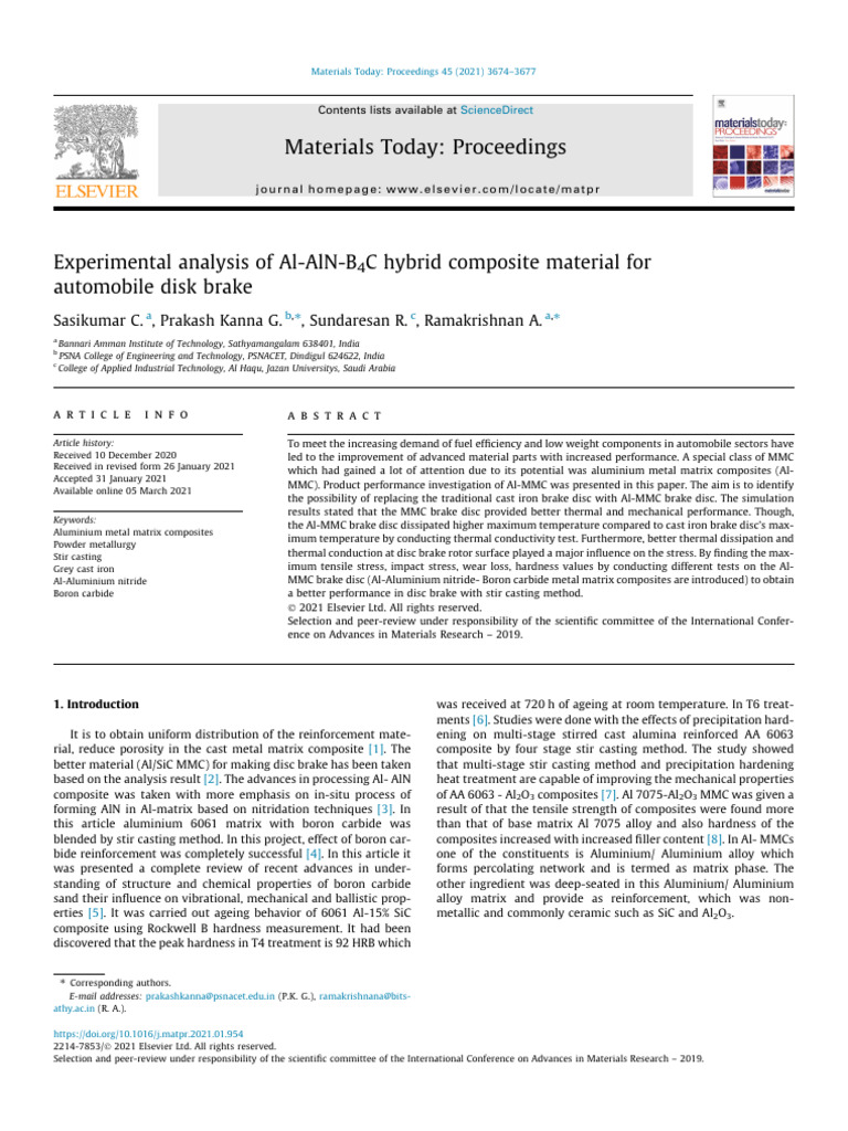 Experimental Analysis of Al-AlN-B4C Hybrid Composite Material For | PDF ...