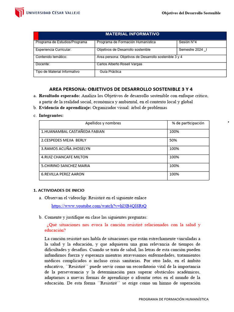 Análisis De Ods 3 Y 4 En Educación Y Salud Pdf Pobreza Pobreza E