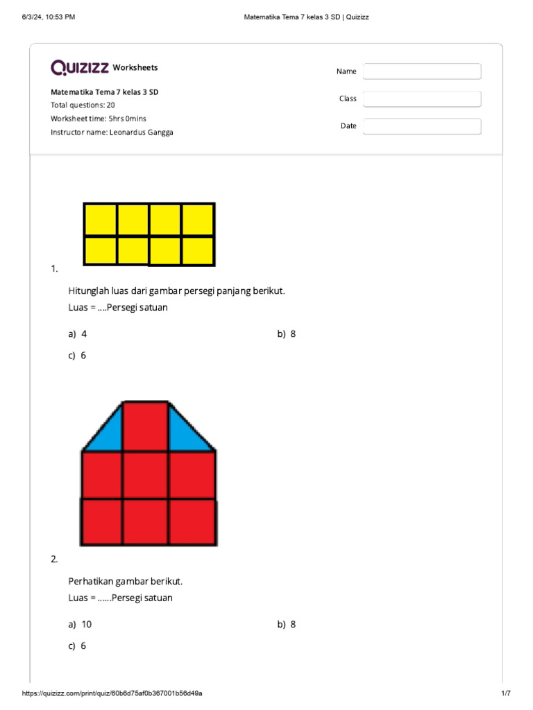 Worksheets Matematika Kelas 3 SD | PDF | Metode & Bahan Ajar