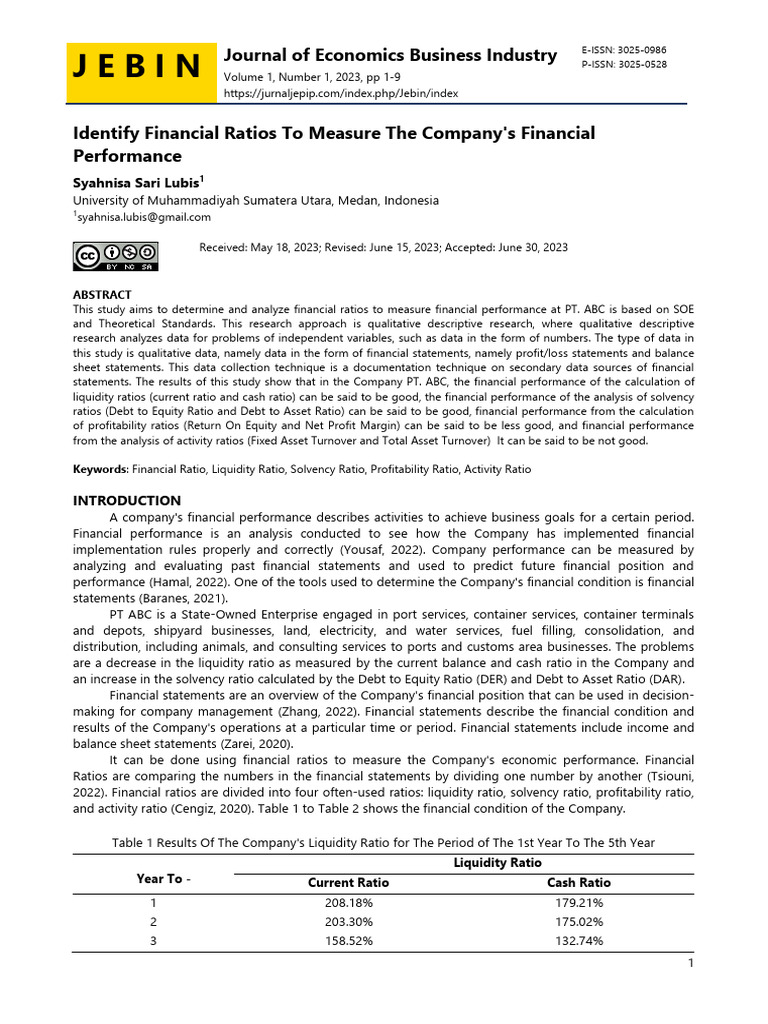 Financial Ratios Analysis of PT ABC | PDF | Equity (Finance) | Revenue