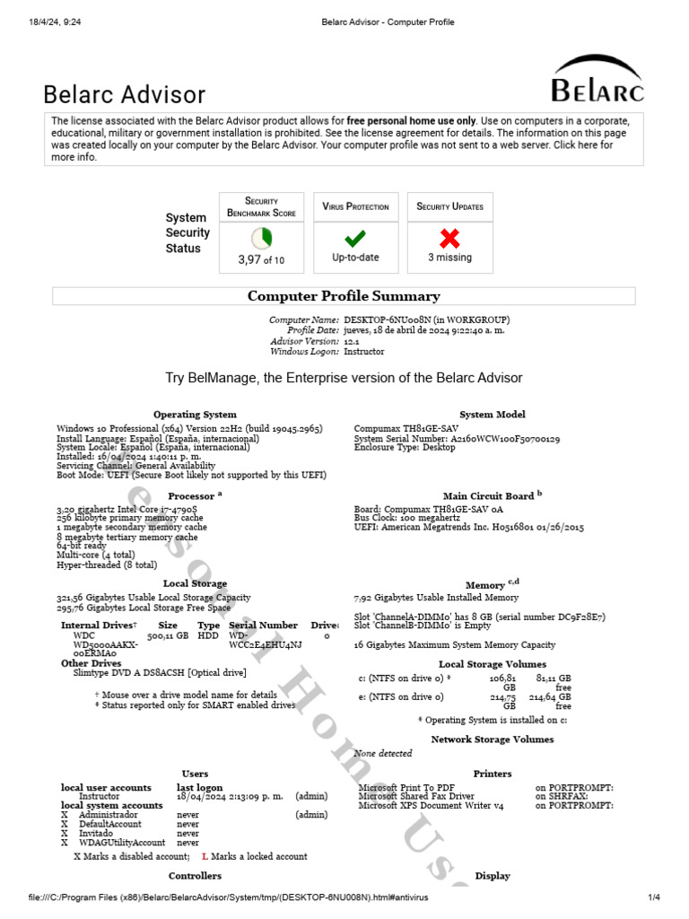 Compumax Desktop Profile Overview | PDF | Microsoft Windows | Microsoft