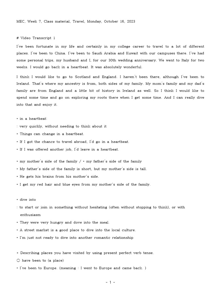 MEC,+Week+7,+Class+material,+Travel,+Monday,+October+16,+2023 HWP | PDF ...