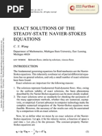 Exact Solutions Navier Stokes Wang