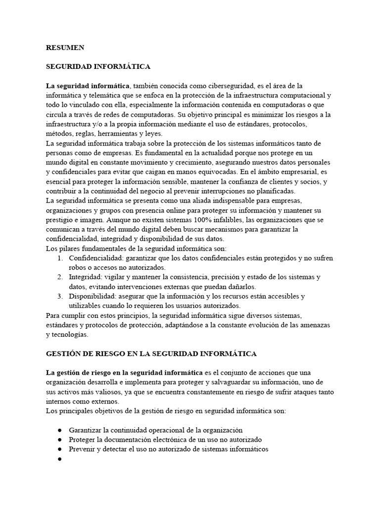 Gestión de Riesgos en Seguridad Informática | PDF | La seguridad ...
