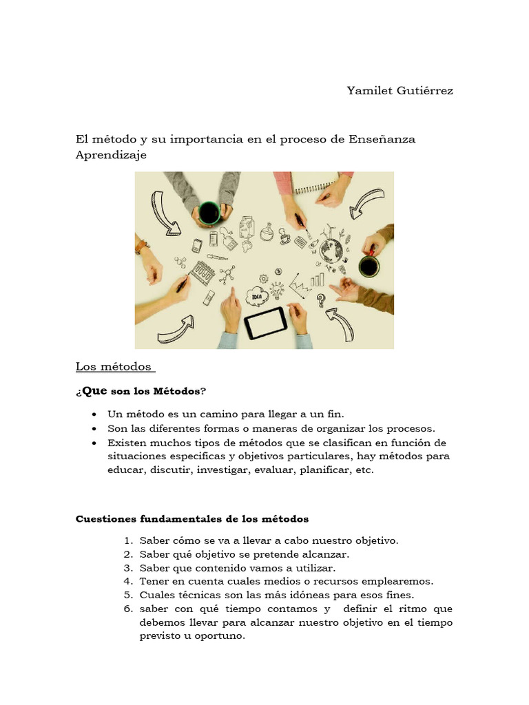 El Método y Su Importancia en El Proceso de Enseñanza Aprendizaje | PDF ...