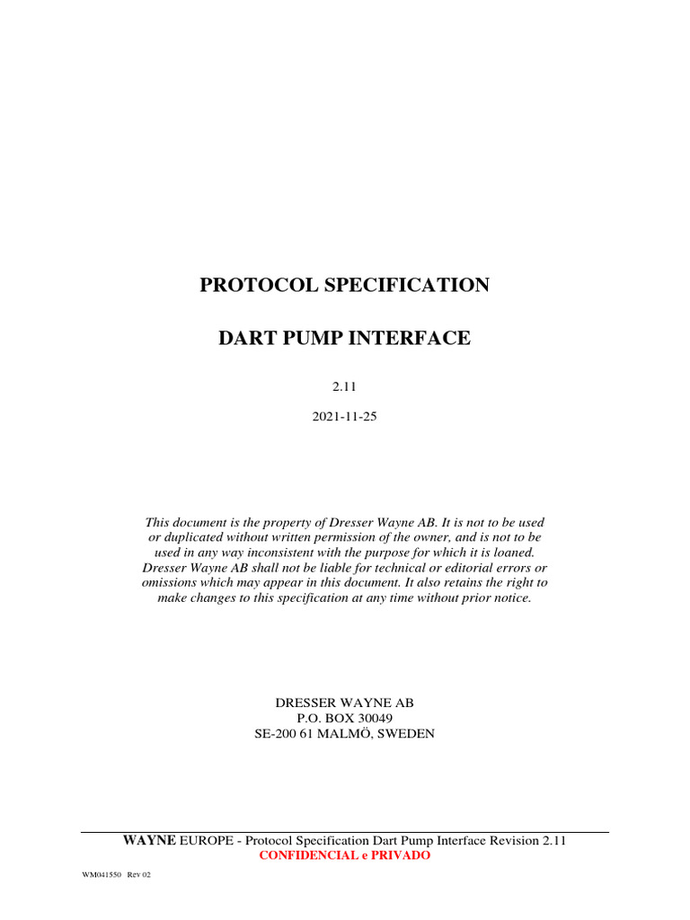 Dart Pump Protocol Specification 2.11 | PDF | Byte | Interface (Computing)