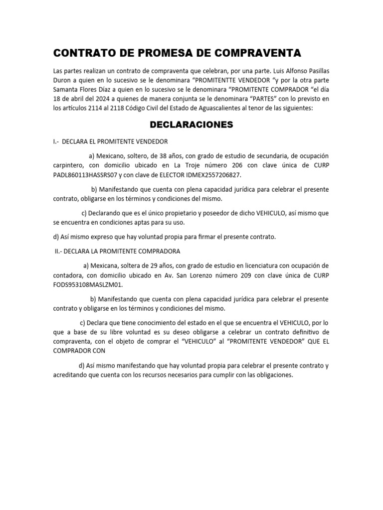 Contrato de Promesa de Compraventa | PDF | Derecho privado | Ley común