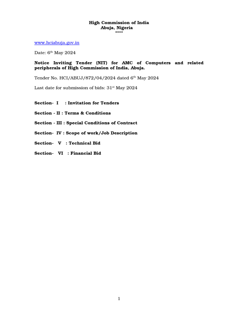 Tender for Computer AMC in Abuja | PDF | Non Disclosure Agreement ...