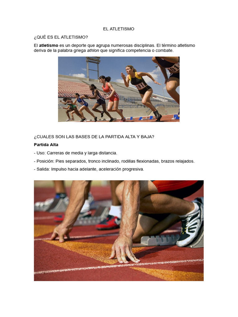 Partida Alta y Baja en Atletismo | PDF | Deporte del atletismo ...