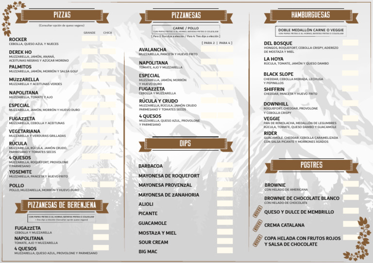 Menú fisico dorso 23 | PDF | Queso | Salsa